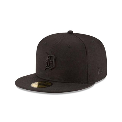 Black Detroit Tigers Hat - New Era MLB Black On Black 59FIFTY Fitted Caps USA8347106